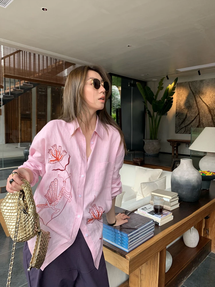 Официальная розовая вышитая свободная блузка Gakee с длинными рукавами для женщин, повседневная, модная, осенняя новинка
Официальная розовая вышитая свободная блузка Gakee с длинными рукавами для женщин, повседневная, модная, осенняя новинка