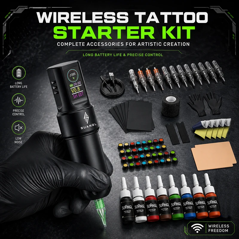 Tattoo Kit Adjustable Tattoo Pen for Permanent Makeup Wireless Tattoo Machine Kit Hot Sale Gun Set for Beginners
Tattoo Kit Adjustable Tattoo Pen for Permanent Makeup Wireless Tattoo Machine Kit Hot Sale Gun Set for Beginners