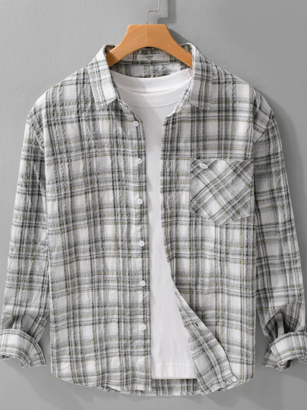 Мужская повседневная рубашка в клетку на весну: легкая, дышащая, немнущаяся, модная, из тонкого хлопка и полиэстера
Мужская повседневная рубашка в клетку на весну: легкая, дышащая, немнущаяся, модная, из тонкого хлопка и полиэстера