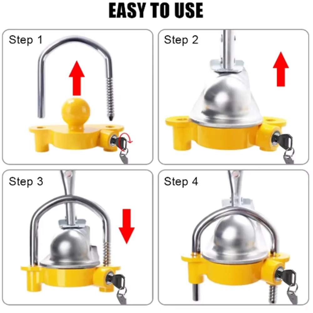Heavy Duty Trailer Hitch Lock - 2-5/16 inch Adjustable Anti-Theft Coupler Lock, Universal U-Shape Ball Security for Tow Receiver
Heavy Duty Trailer Hitch Lock - 2-5/16 inch Adjustable Anti-Theft Coupler Lock, Universal U-Shape Ball Security for Tow Receiver