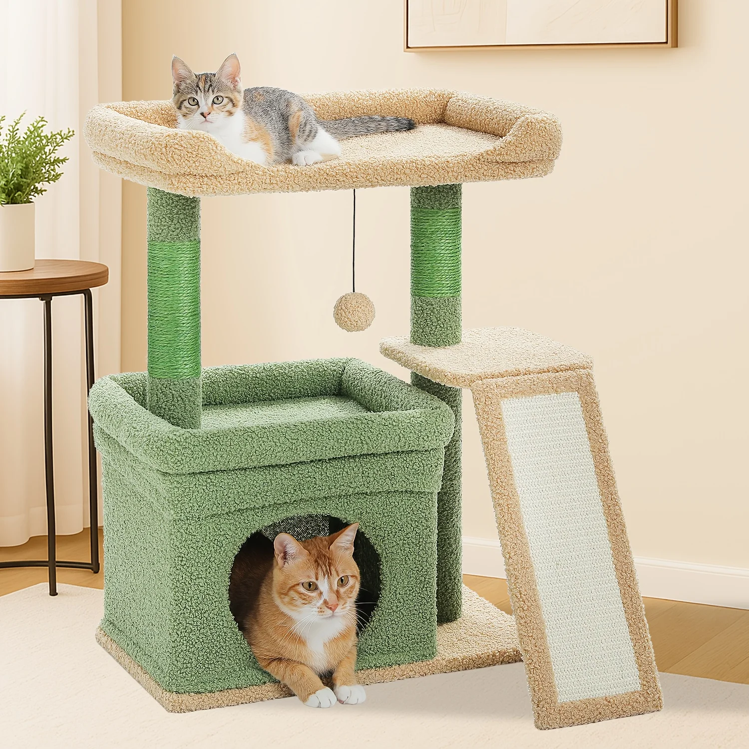 27" Small Cat Tree Tower for Large Adult Cats with Wide Top Perch, Private Cat Condo And Sisal Scratching Post&Pad for Indoor Cats, Gray, Beige, Green
27" Small Cat Tree Tower for Large Adult Cats with Wide Top Perch, Private Cat Condo And Sisal Scratching Post&Pad for Indoor Cats, Gray, Beige, Green