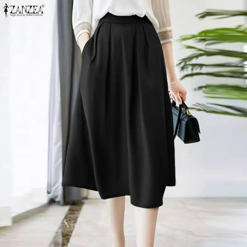 ZANZEA Women's Elegant High Waist Midi Skirts Elastic Back Waist Pleated Detail A-Line Party Skirt Solid Color Jupes Femme 3XL
ZANZEA Women's Elegant High Waist Midi Skirts Elastic Back Waist Pleated Detail A-Line Party Skirt Solid Color Jupes Femme 3XL