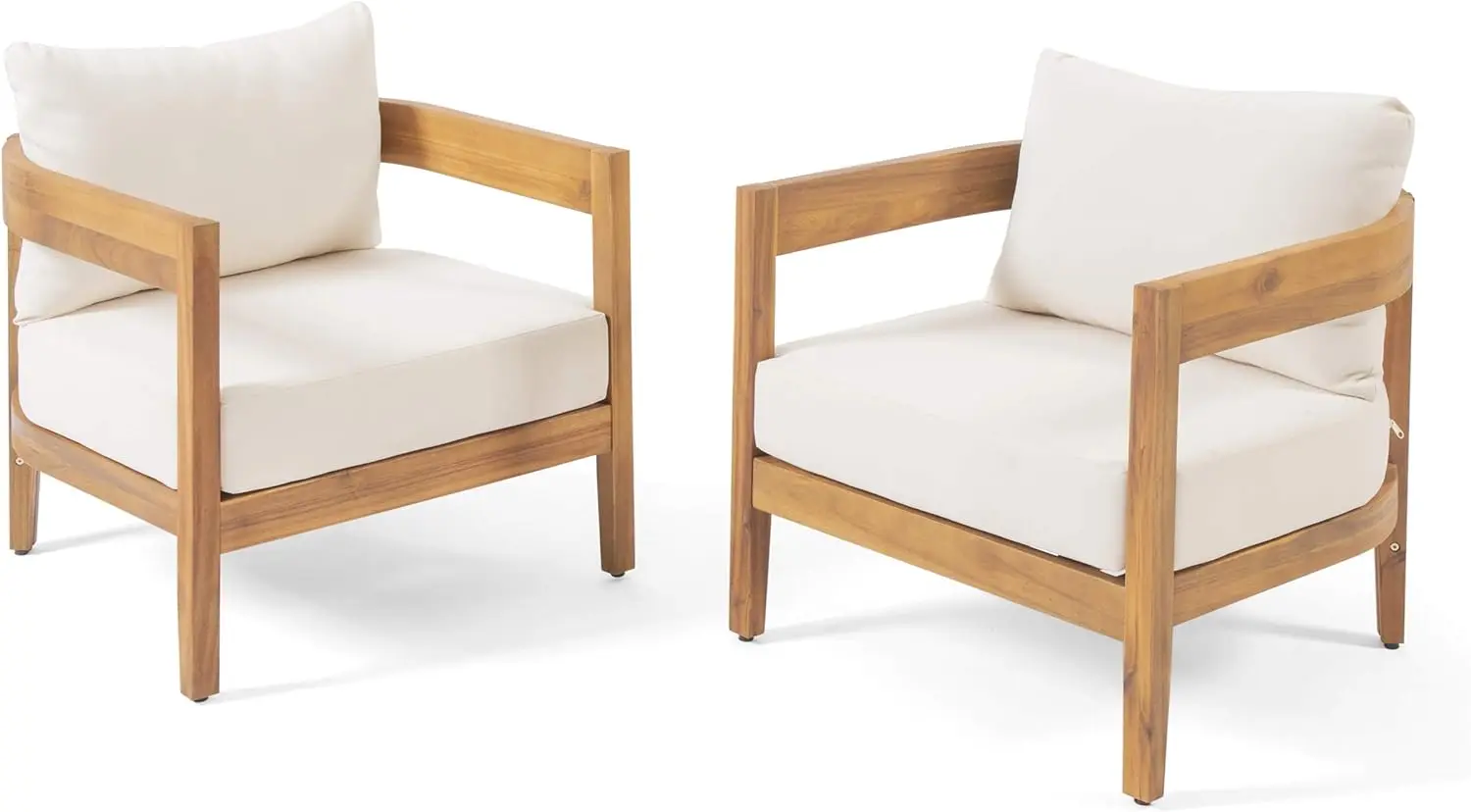 312395 Alfy Outdoor Club Chair with Cushions (Set of 2), Teak Finish, Beige
312395 Alfy Outdoor Club Chair with Cushions (Set of 2), Teak Finish, Beige