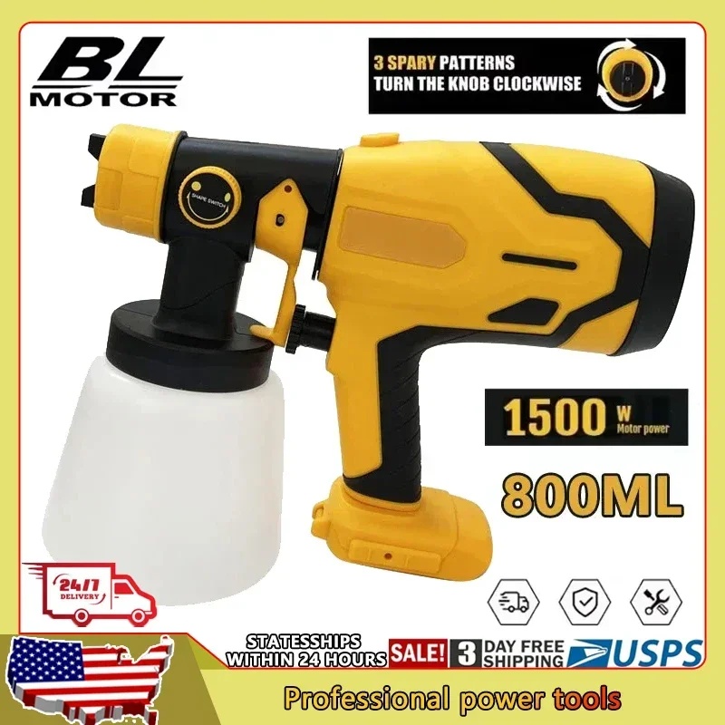 800ML Cordless Electric Spray Gun Portable Paint Sprayer High Power Auto Furniture Coating Airbrush Fit Dewalt Battery
800ML Cordless Electric Spray Gun Portable Paint Sprayer High Power Auto Furniture Coating Airbrush Fit Dewalt Battery