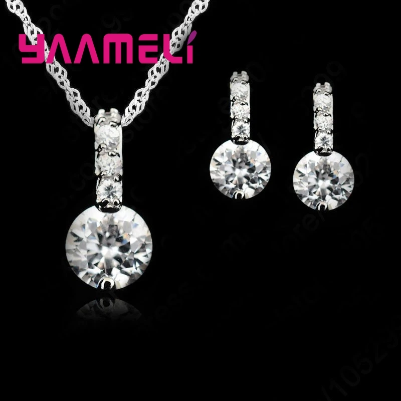 Fine S925 Sterling Silver Necklace Earrings Wedding Jewelry Sets White Cubic Zircon Crystal Stones Sparkling For Women Gift
Fine S925 Sterling Silver Necklace Earrings Wedding Jewelry Sets White Cubic Zircon Crystal Stones Sparkling For Women Gift