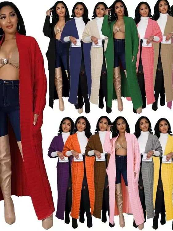 Long Knitted Cardigan Pure Color Casual Loose Fit Street Sle Fried Dough Twist ket Open Front Sweater for Women
Long Knitted Cardigan Pure Color Casual Loose Fit Street Sle Fried Dough Twist ket Open Front Sweater for Women