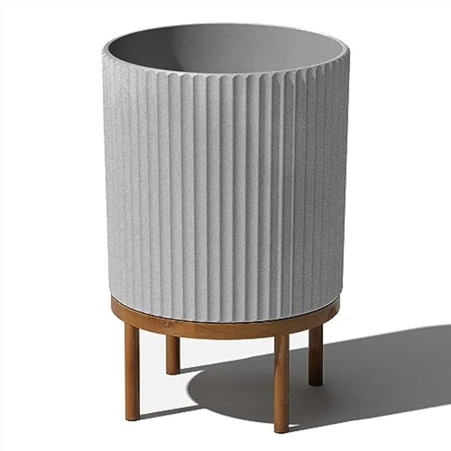 Demi Series Round Planter with Stand for Porch/Patio Plastic-Concrete Body Natural Wood Stand Gray-Black Modern Decor for Tall
Demi Series Round Planter with Stand for Porch/Patio Plastic-Concrete Body Natural Wood Stand Gray-Black Modern Decor for Tall