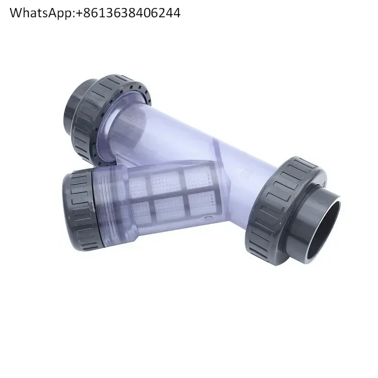 UPVC chemical transparent Y-type filter three-way precision pipeline filter PVC plastic water purification filter valve
UPVC chemical transparent Y-type filter three-way precision pipeline filter PVC plastic water purification filter valve