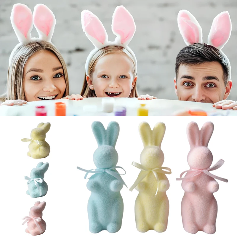 Easter Bunny Ornament Flocked Rabbit Figurines with Bowtie Easter Holiday Home Decoration Rabbit Garden Statues Decoration Craft
Easter Bunny Ornament Flocked Rabbit Figurines with Bowtie Easter Holiday Home Decoration Rabbit Garden Statues Decoration Craft