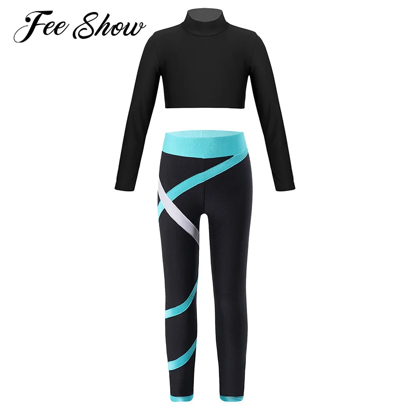 Kids Girls Yoga Sets Gymnastics Fitness Sports Outfit Long Sleeves Crop Top with Colorblock Leggings for Skating Workout Clothes
Kids Girls Yoga Sets Gymnastics Fitness Sports Outfit Long Sleeves Crop Top with Colorblock Leggings for Skating Workout Clothes