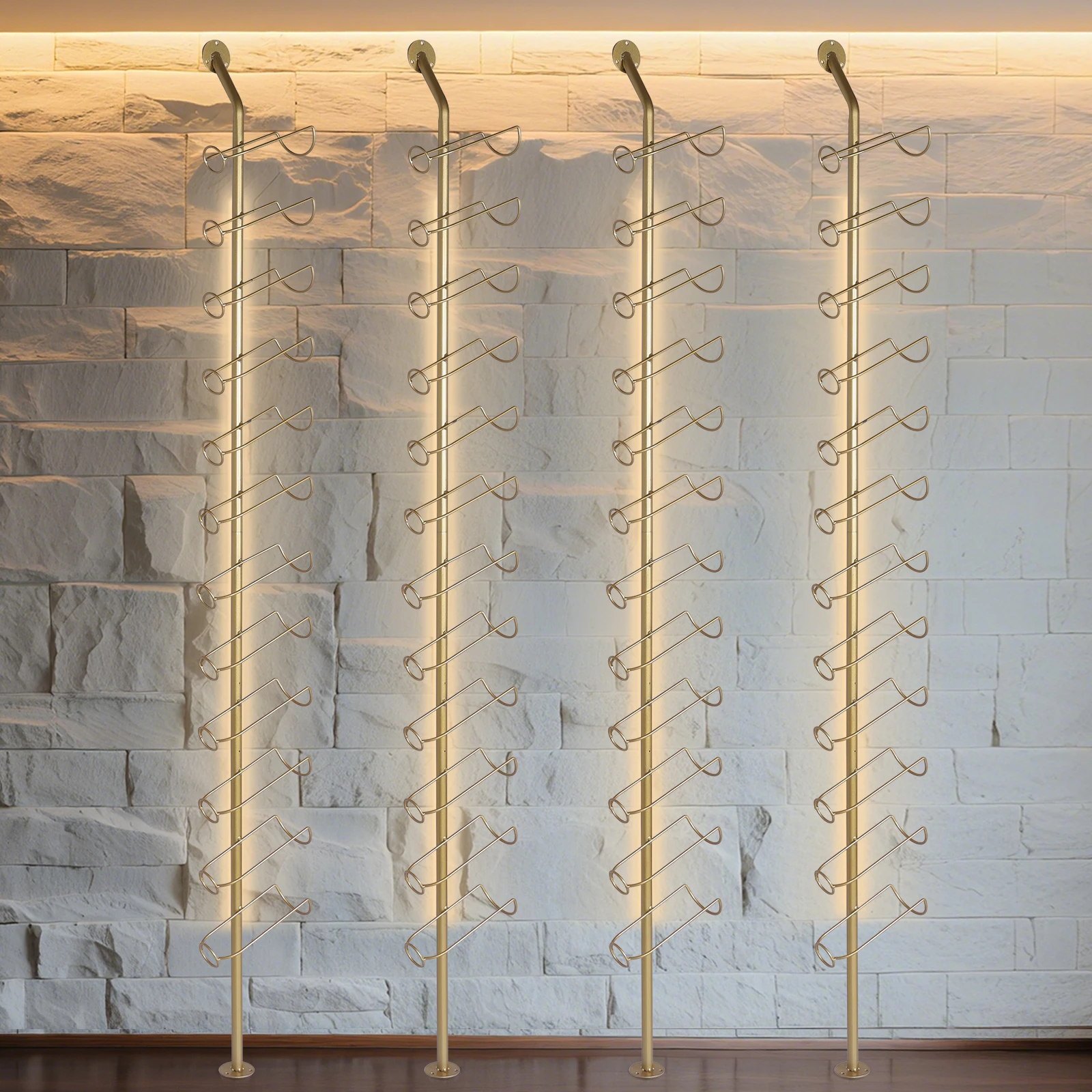 4 Pack Wall Hanging Bottle Holder Holds 48 Bottles Metal Wall Mount Wine Bottle Rack for Kitchen Dining Room Bar
4 Pack Wall Hanging Bottle Holder Holds 48 Bottles Metal Wall Mount Wine Bottle Rack for Kitchen Dining Room Bar