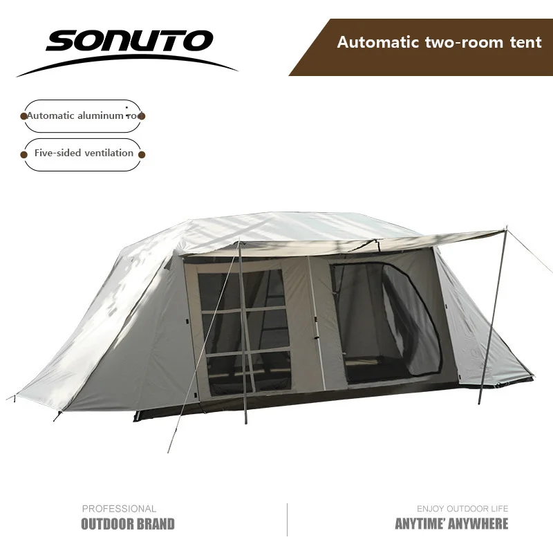 Автоматическая туннельная палатка Sonuto, быстро открывающаяся, портативная складная полевая палатка, две комнаты, крыша одного зала, алюминиевый сплав, роскошь
Автоматическая туннельная палатка Sonuto, быстро открывающаяся, портативная складная полевая палатка, две комнаты, крыша одного зала, алюминиевый сплав, роскошь