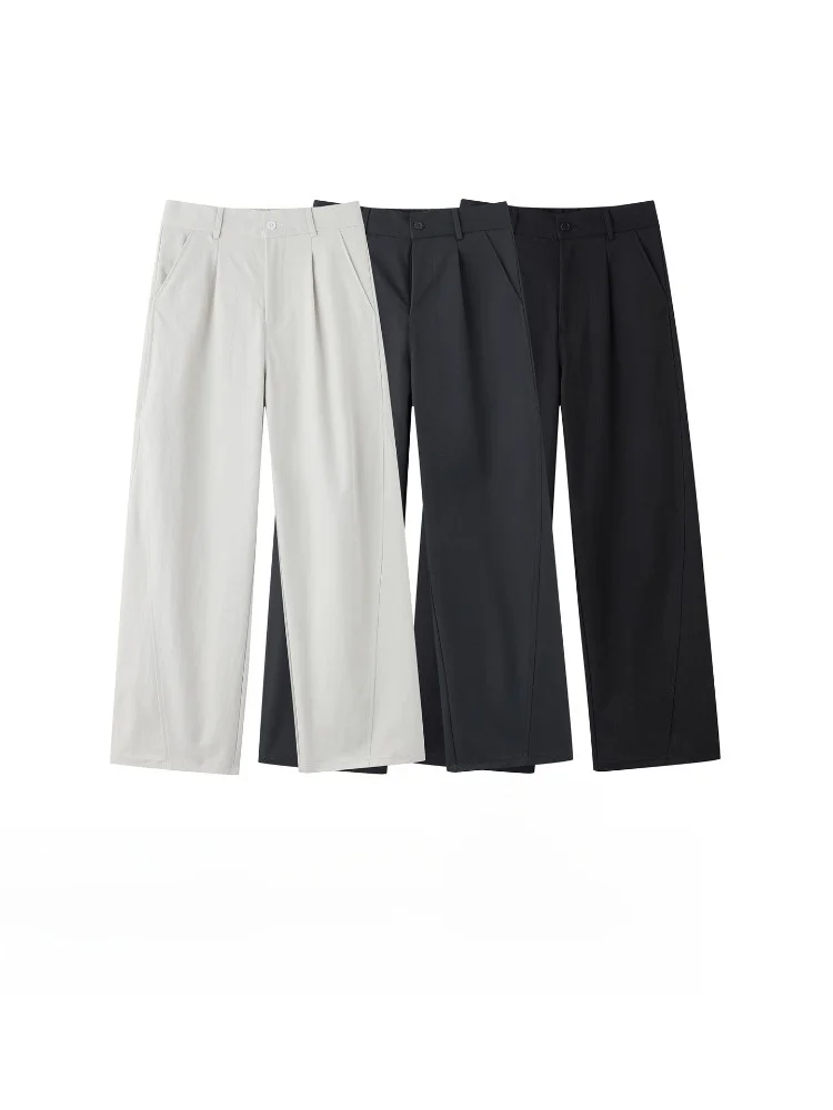 Мужские брюки прямого кроя в стиле кэжуал, свободные, с драпировкой, в гонконгском стиле, широкие, для костюма, модные, городские, молодежные
Мужские брюки прямого кроя в стиле кэжуал, свободные, с драпировкой, в гонконгском стиле, широкие, для костюма, модные, городские, молодежные