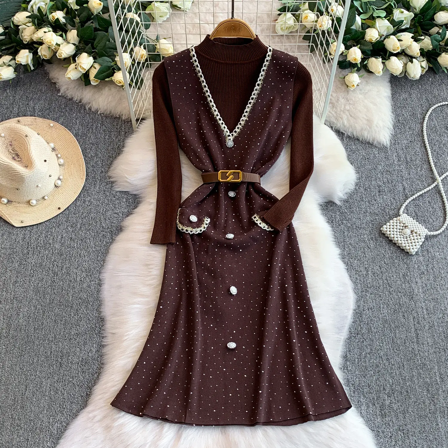 Two Pieces Women Knitted Dress Set Spot Matching Sets Pullover Sweater Ankle Lenth Vest Dress Loose Elegant Casual 2026 Winter
Two Pieces Women Knitted Dress Set Spot Matching Sets Pullover Sweater Ankle Lenth Vest Dress Loose Elegant Casual 2026 Winter