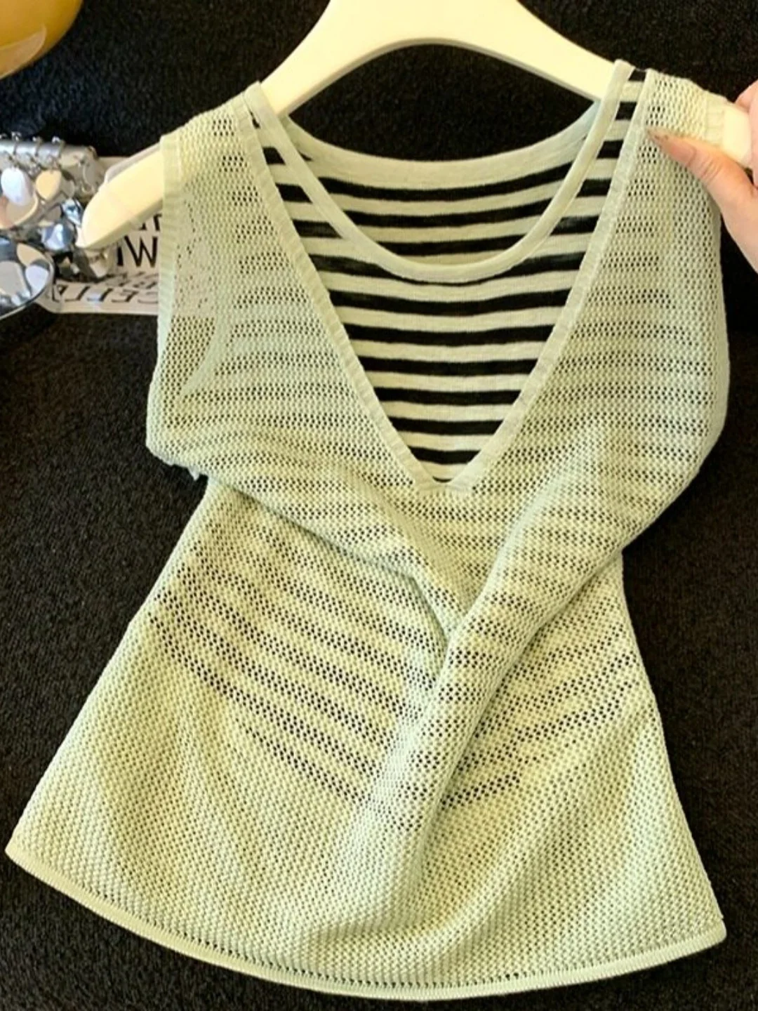 High-End Women's Striped Hollow Knitted Vest Summer Layering Sun Protection Two-Piece Set Fashionable Hollow out Design round...
High-End Women's Striped Hollow Knitted Vest Summer Layering Sun Protection Two-Piece Set Fashionable Hollow out Design round...