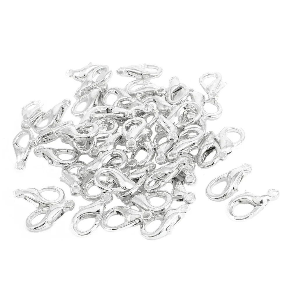 100Pcs Lobster Claw Clasps Curved Strong Durable Perfect for DIY Pendant Clasp Jewelry Making Supplies Fastener Silver 
100Pcs Lobster Claw Clasps Curved Strong Durable Perfect for DIY Pendant Clasp Jewelry Making Supplies Fastener Silver