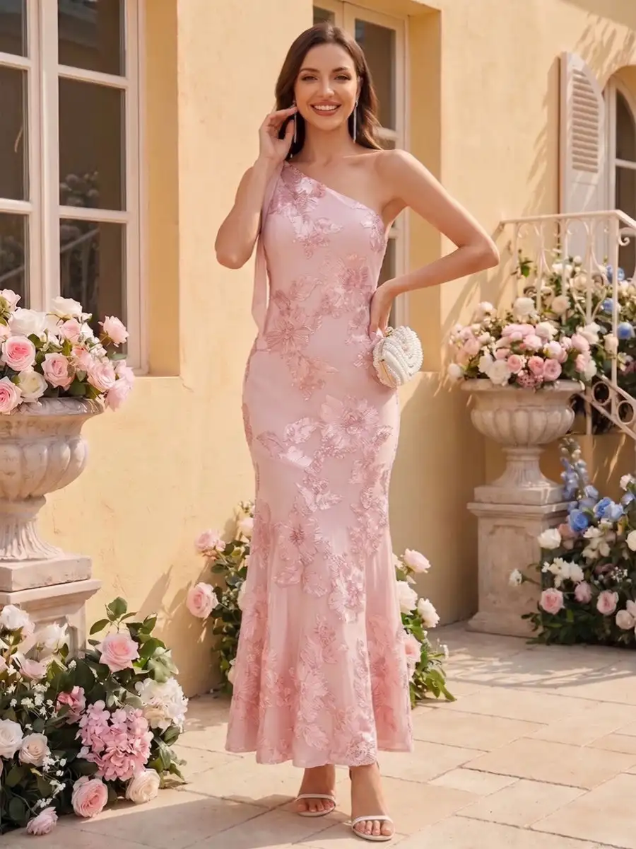 Trumpet Mermaid One-Shoulder Sleeveless Knee-Length Bridesmaid Dresses with Bowknot & Applique Elegant Evening Gown for Women
Trumpet Mermaid One-Shoulder Sleeveless Knee-Length Bridesmaid Dresses with Bowknot & Applique Elegant Evening Gown for Women
