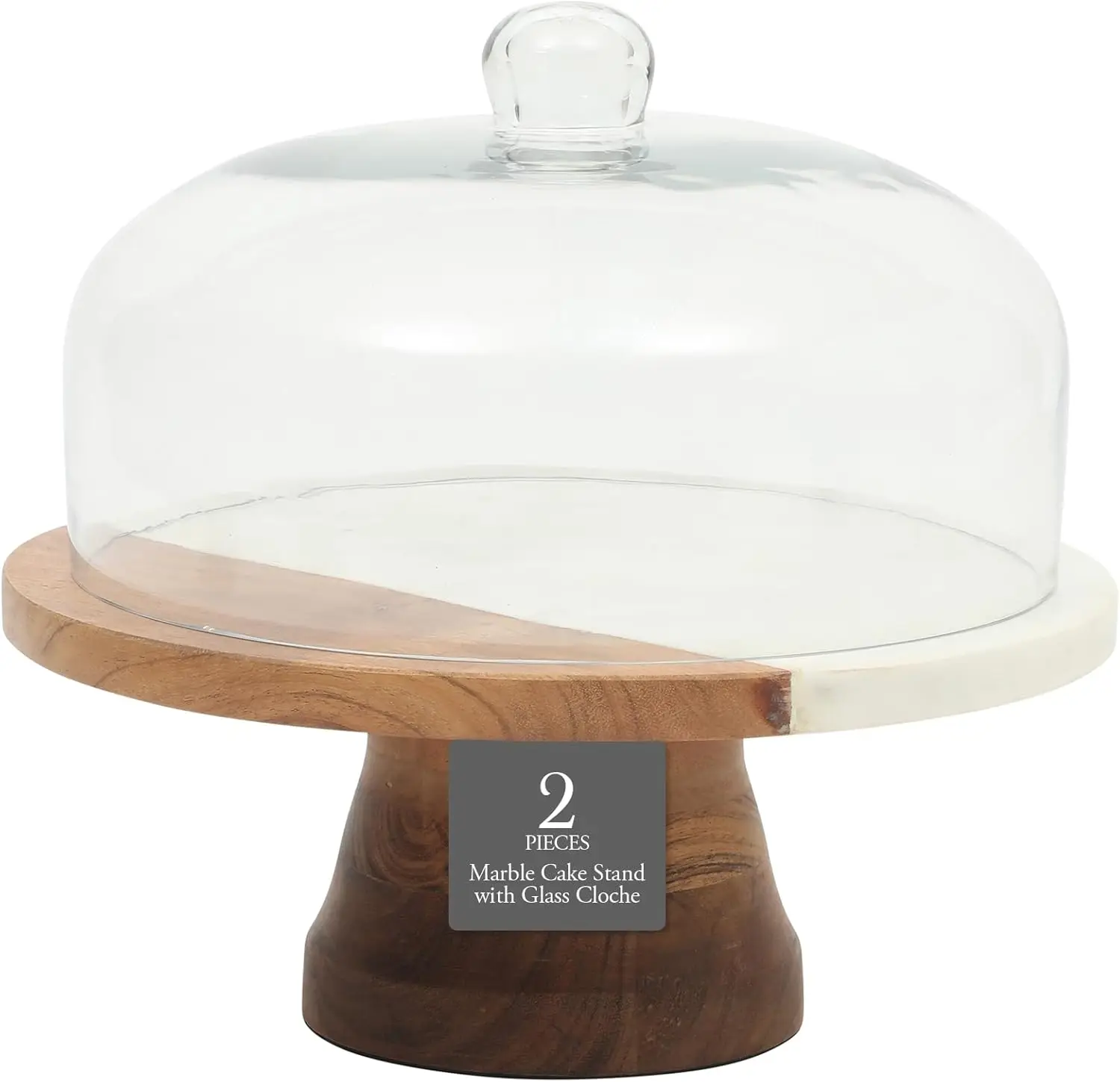 10" Marble & Wood Cake Stand with Glass Dome Lid, Versatile Serving Platter and Centerpiece for Home Decor
10" Marble & Wood Cake Stand with Glass Dome Lid, Versatile Serving Platter and Centerpiece for Home Decor