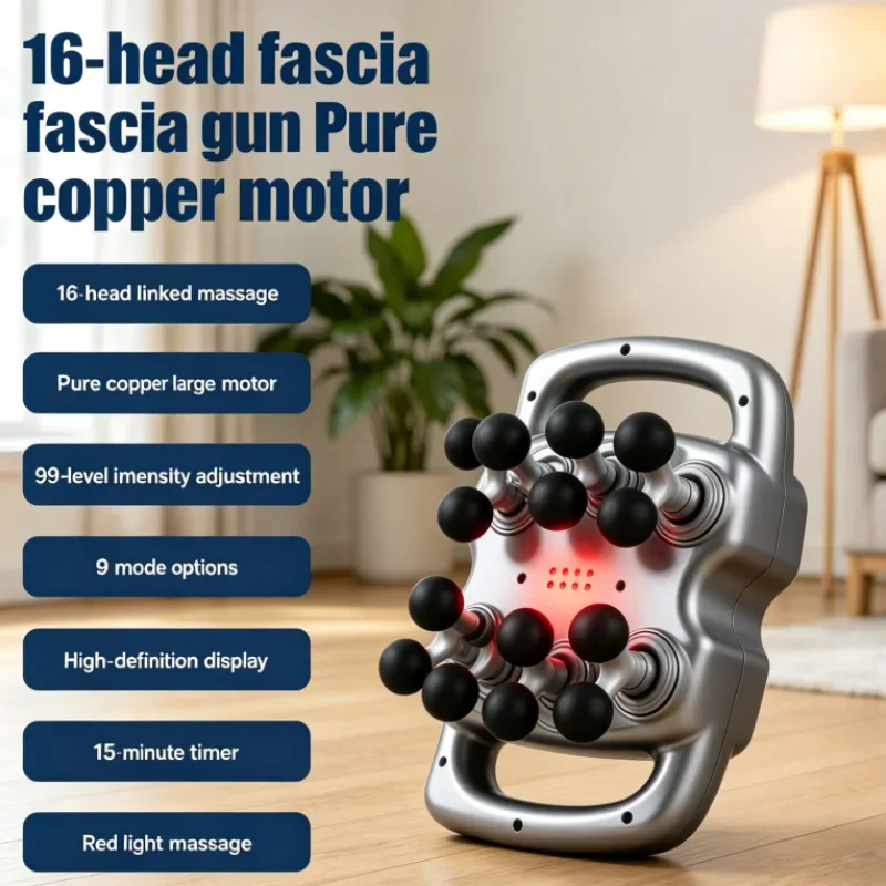 High Frequency 16-Head Professional Muscle Fascia Gun Vibration Massage Gun for Waist Shoulder Back Leg Full Body Massager
High Frequency 16-Head Professional Muscle Fascia Gun Vibration Massage Gun for Waist Shoulder Back Leg Full Body Massager