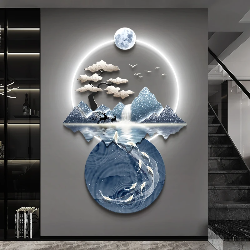 Flowing water makes money, modern light luxury entrance decorative painting landscape nine fish map corridor aisle entrance is f 
Flowing water makes money, modern light luxury entrance decorative painting landscape nine fish map corridor aisle entrance is f