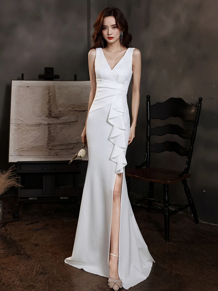 Stunning White Evening Gown Women's Ele Fi Tail Skirt Important Ocns Luxury mat High-End Feel Sexy Mid-Wais...
Stunning White Evening Gown Women's Ele Fi Tail Skirt Important Ocns Luxury mat High-End Feel Sexy Mid-Wais...