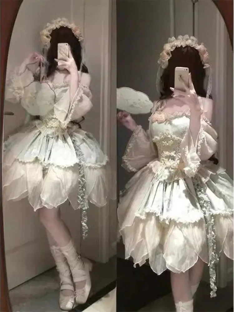 Harajuku Y2k Bow Lace Gothic Lolita Dress Japanese Sleeveless Set Women Y2k Mini Dresses 2025 Female Elegant Party Cute Dress
Harajuku Y2k Bow Lace Gothic Lolita Dress Japanese Sleeveless Set Women Y2k Mini Dresses 2025 Female Elegant Party Cute Dress
