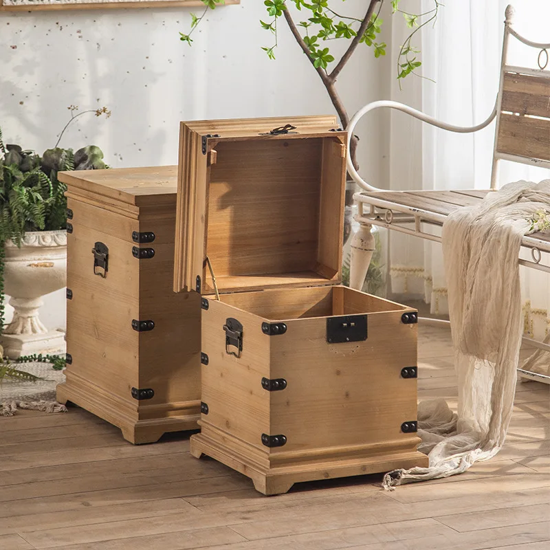 American retro old coffee table solid wood storage box living room sofa square edge corner storage box bedside table
American retro old coffee table solid wood storage box living room sofa square edge corner storage box bedside table