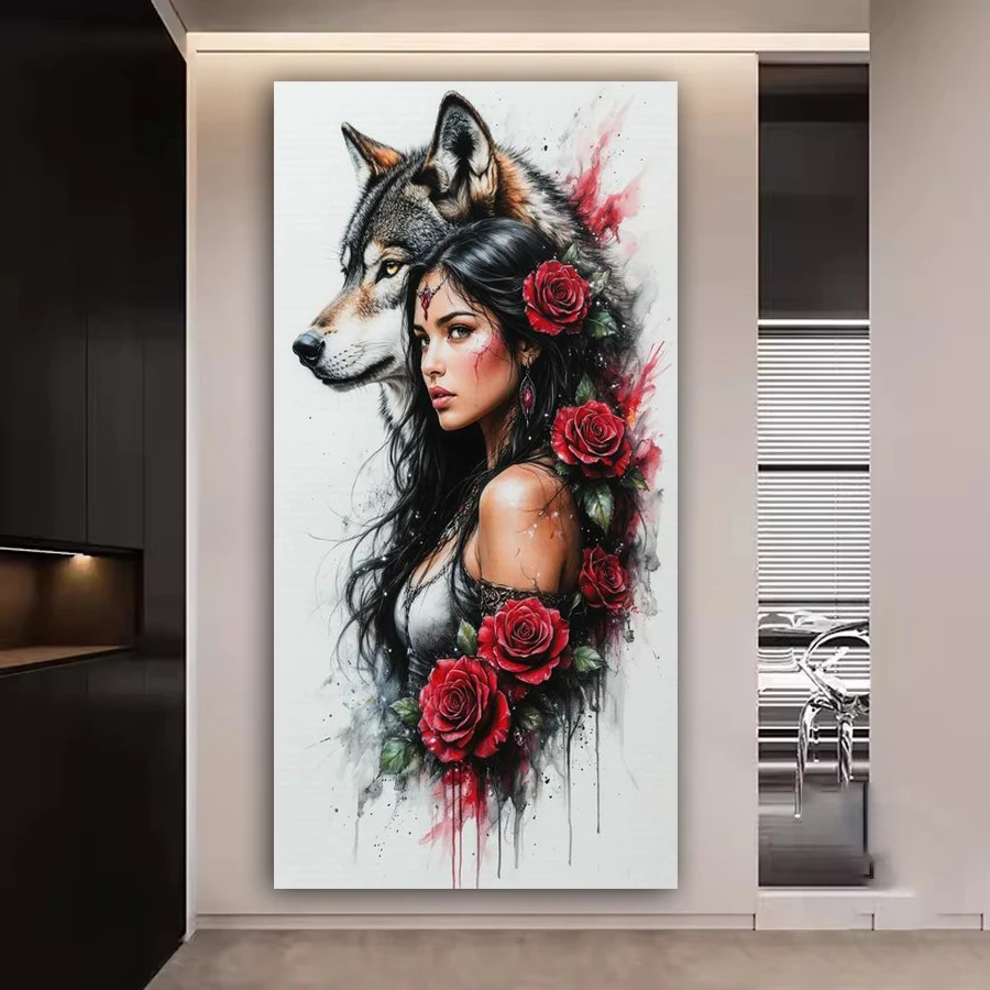 Woman Wolf Rose Large Size Diy Diamond Art For Adults Painting Kits New Collection Animal Flowers Full Mosaic Embroidery Picture
Woman Wolf Rose Large Size Diy Diamond Art For Adults Painting Kits New Collection Animal Flowers Full Mosaic Embroidery Picture