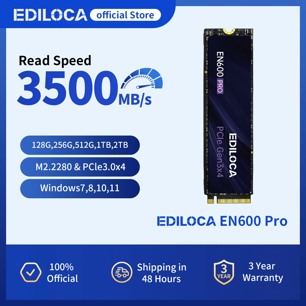 Ediloca EN600 PRO SSD 3500 МБ/с PCIe3.0x4 NVMe M.2 2280 SSD 3D NAND TLC Внутренний твердотельный накопитель для ПК, настольных и ноутбуков
Ediloca EN600 PRO SSD 3500 МБ/с PCIe3.0x4 NVMe M.2 2280 SSD 3D NAND TLC Внутренний твердотельный накопитель для ПК, настольных и ноутбуков