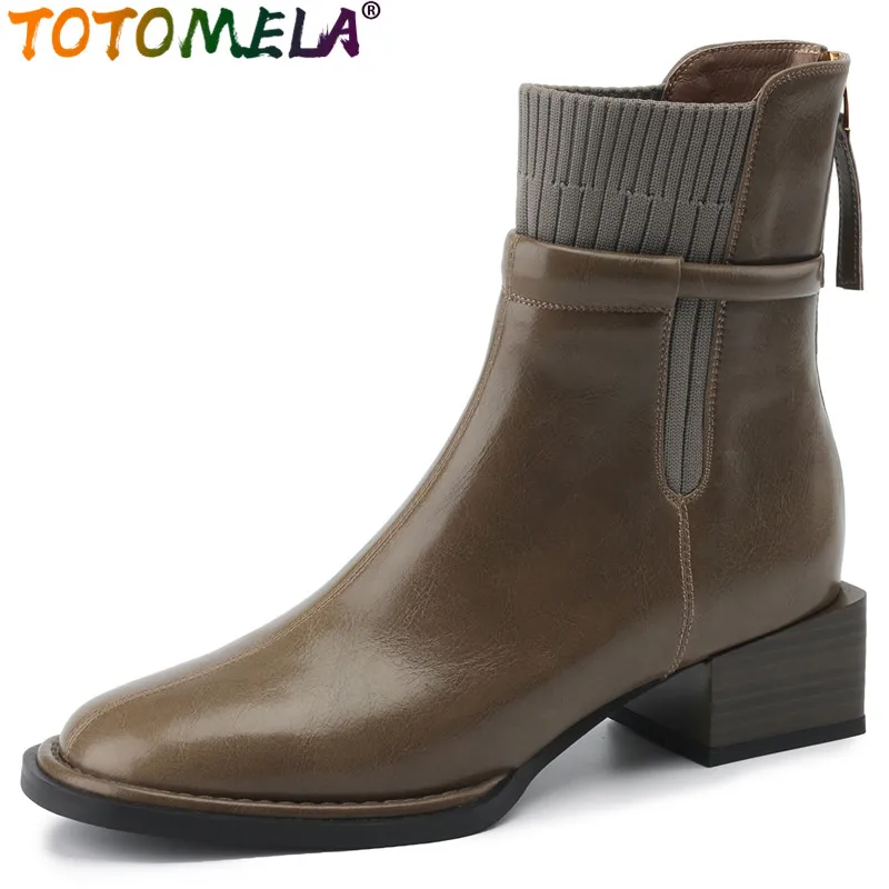 TOTOMELA 2024 New Sexy Female Zipper Ankle Boots Genuine Leather Autumn Boots For Women Square Med Heels Platform Shoes 
TOTOMELA 2024 New Sexy Female Zipper Ankle Boots Genuine Leather Autumn Boots For Women Square Med Heels Platform Shoes