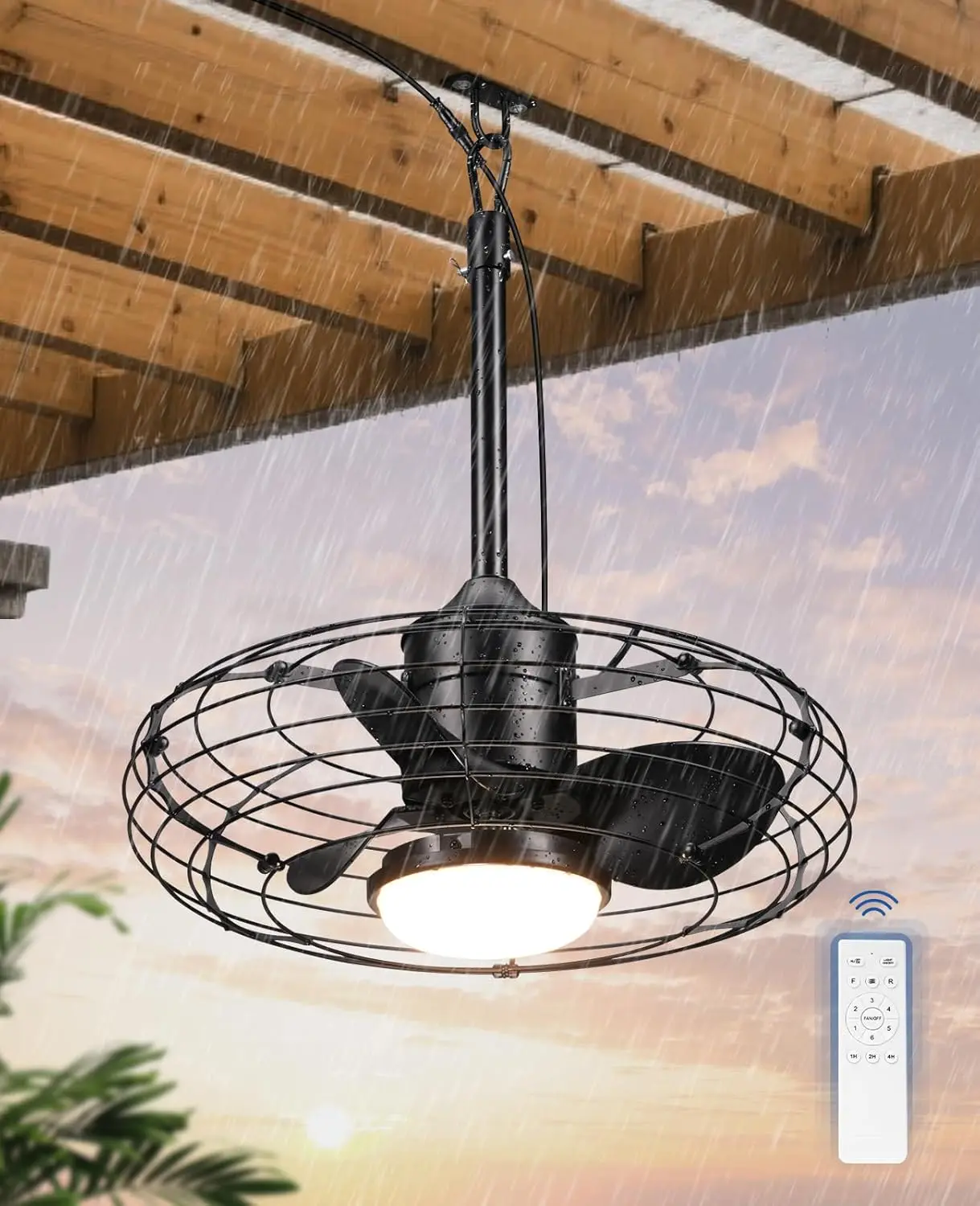 20-Inch Outdoor Ceiling Fan with Light, IP65 Waterproof, 6-Speed Quiet Plug-In Remote-Controlled Fan with Hanging Hook for Gazebo, Patio, Porch, Pergola, Garage, Canopy
20-Inch Outdoor Ceiling Fan with Light, IP65 Waterproof, 6-Speed Quiet Plug-In Remote-Controlled Fan with Hanging Hook for Gazebo, Patio, Porch, Pergola, Garage, Canopy