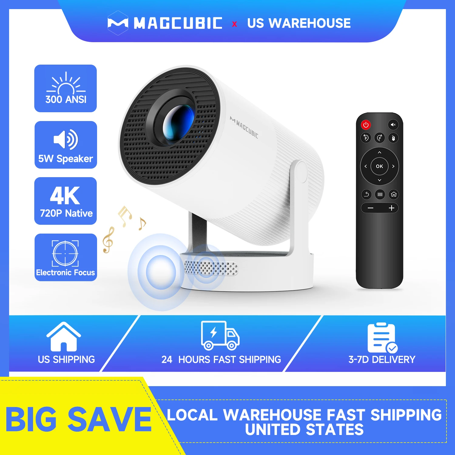 Magcubic 4K HY300 Ultra Portable Projector with Speaker Electronic Focus 720P 300ANSI Outdoor Movie Android11 BT5.4 Camping
Magcubic 4K HY300 Ultra Portable Projector with Speaker Electronic Focus 720P 300ANSI Outdoor Movie Android11 BT5.4 Camping