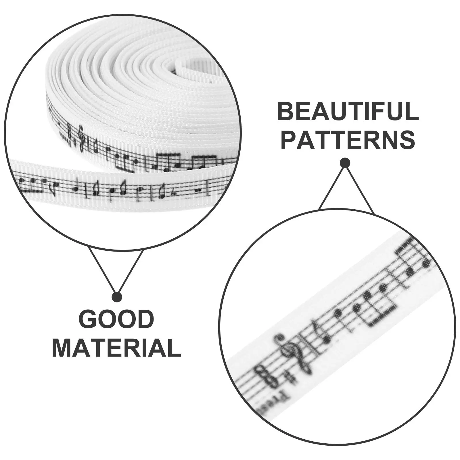 Musical Notes Ribbons 10 Yards 0.4 Inch Musical Notes Sewing Craft Ribbon Printed Music Design For Present Packaging Party Decor