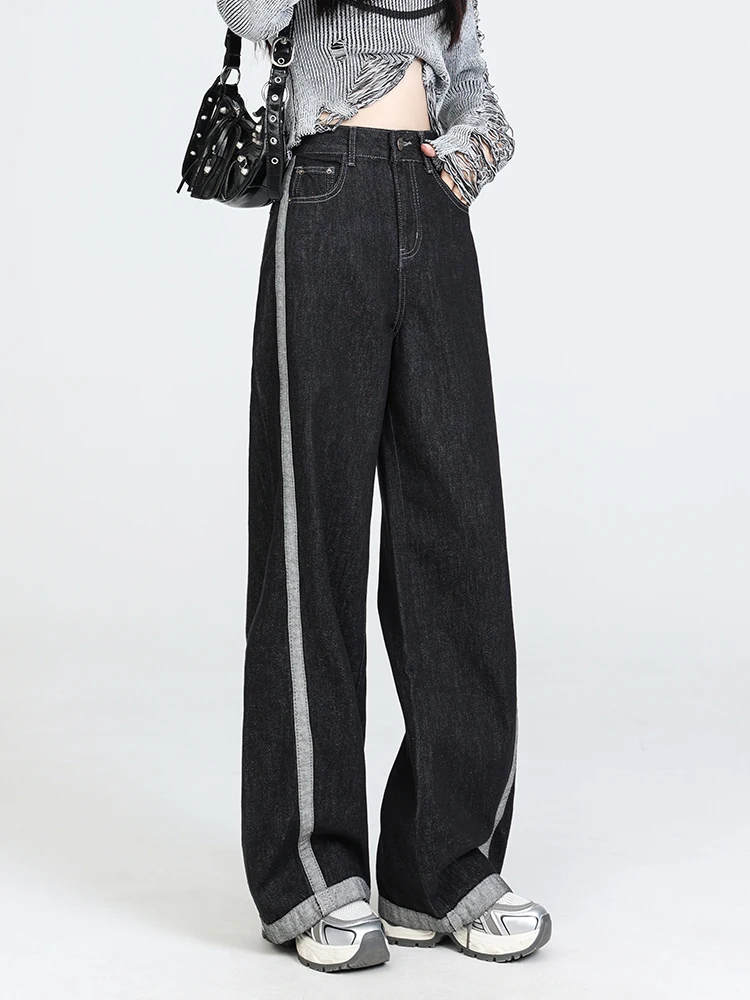 Fashion Side Striped Jeans Women 2024 New High Waist Street Casual Denim Pants Female Vintage Pocket Zipper Wide Leg Black Jeans
Fashion Side Striped Jeans Women 2024 New High Waist Street Casual Denim Pants Female Vintage Pocket Zipper Wide Leg Black Jeans