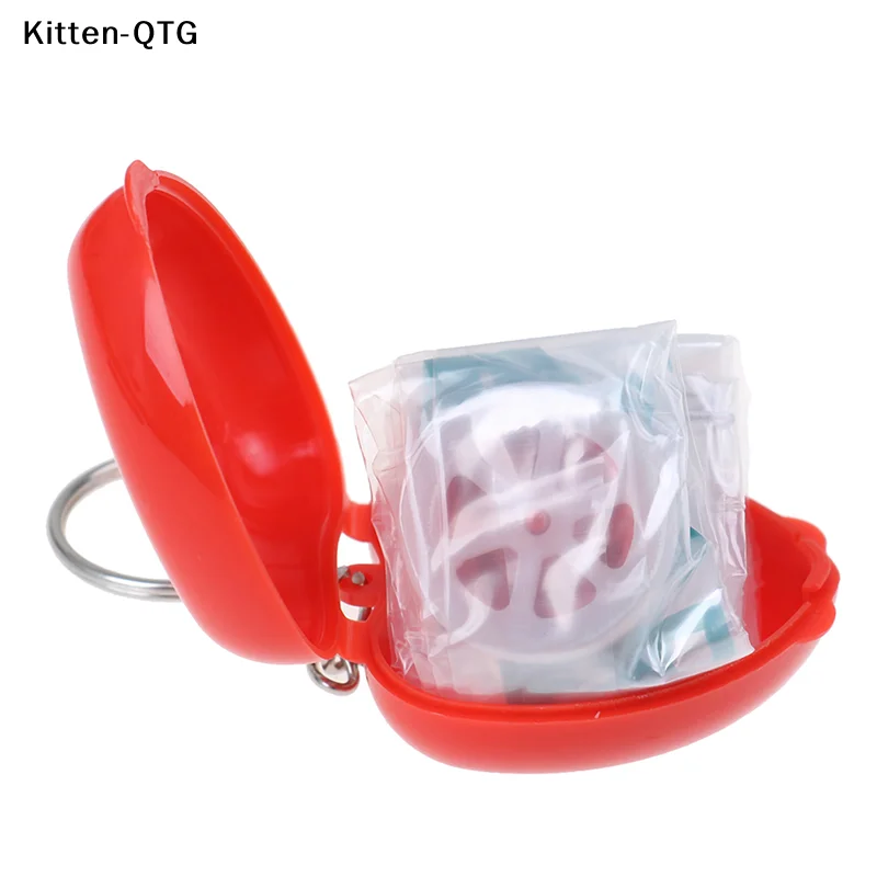 NEW Mini Protect CPR Mask Mouth KeyChain Rescue In Heart Box Face Mask First Aid