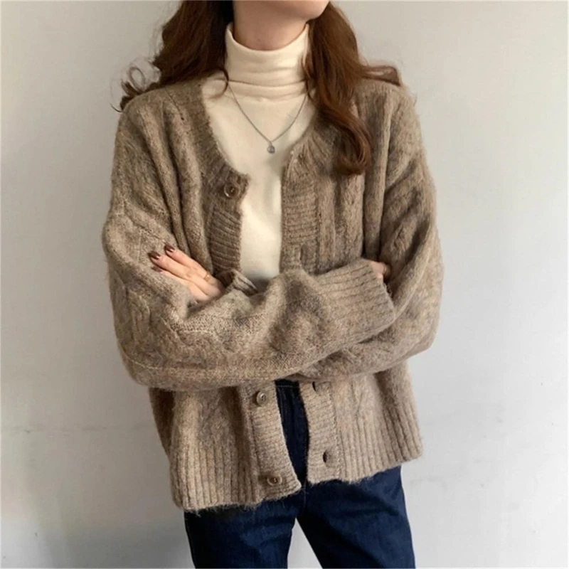 Khaki Knit Open Front Button Sweater Long Sleeve Coat Versatile Short Coat for Ladies 066C
Khaki Knit Open Front Button Sweater Long Sleeve Coat Versatile Short Coat for Ladies 066C