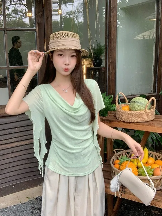 plus Size Women's Short Sleeve T-Shirt Summer New Style Slimming Waist High Waist Drill Glitter Commute Style Korean Version
plus Size Women's Short Sleeve T-Shirt Summer New Style Slimming Waist High Waist Drill Glitter Commute Style Korean Version