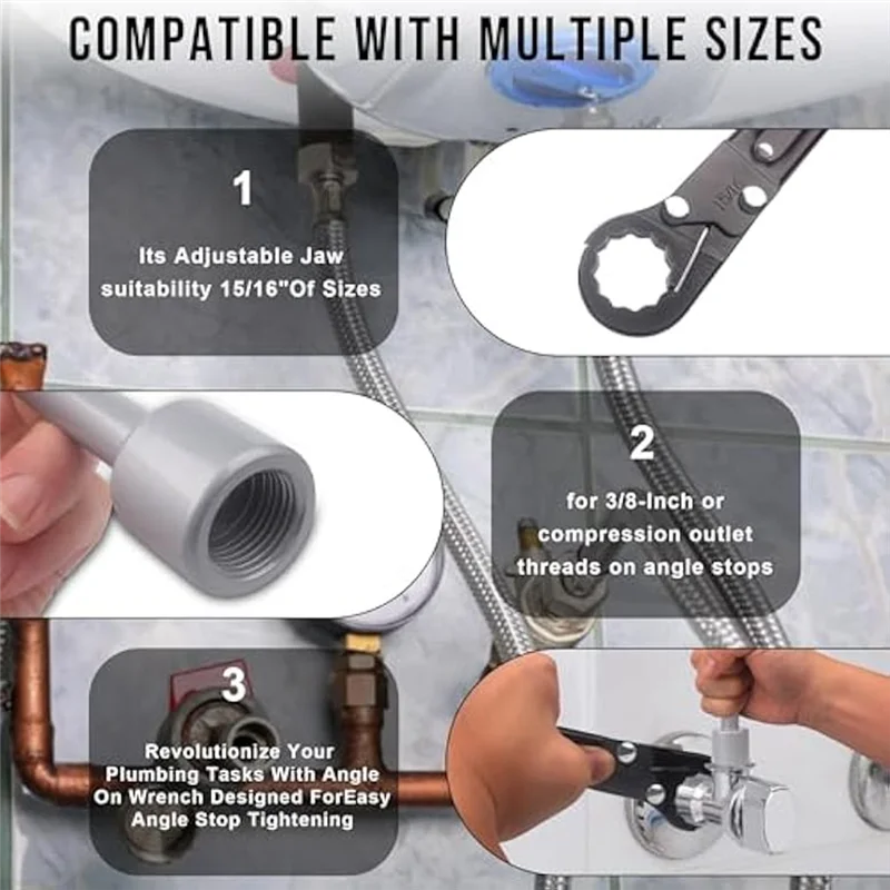 Plumbing Tools, Angle Stop Wrench, 5/16Inch & 5/8Inch Plumber Wrench Tools For Installing Compression Ring And Removing, Durable
Plumbing Tools, Angle Stop Wrench, 5/16Inch & 5/8Inch Plumber Wrench Tools For Installing Compression Ring And Removing, Durable