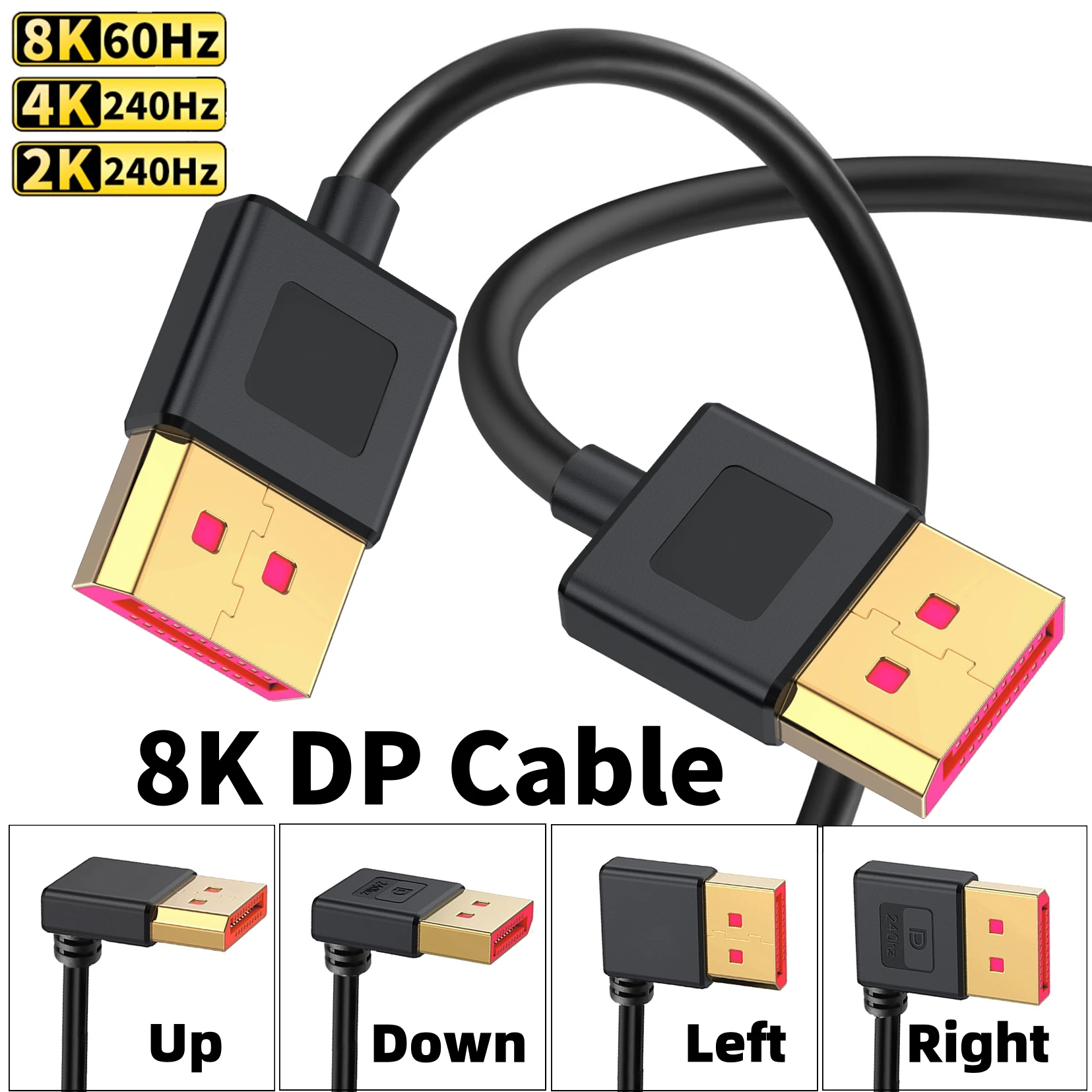 DisplayPort 1.4 Cable 8K@60Hz 4K@240Hz Display Port Cable 90 Degree DP Cord Compatible FreeSync G-Sync HDR for PC Gaming Monitor
DisplayPort 1.4 Cable 8K@60Hz 4K@240Hz Display Port Cable 90 Degree DP Cord Compatible FreeSync G-Sync HDR for PC Gaming Monitor