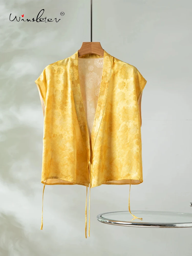Winsleter-100%Real Silk Elegant Vest Coat, V Neck Jacquard Lace-up, Women Vintage Temperament Waistcoat, 2026 Summer C66171CC
Winsleter-100%Real Silk Elegant Vest Coat, V Neck Jacquard Lace-up, Women Vintage Temperament Waistcoat, 2026 Summer C66171CC