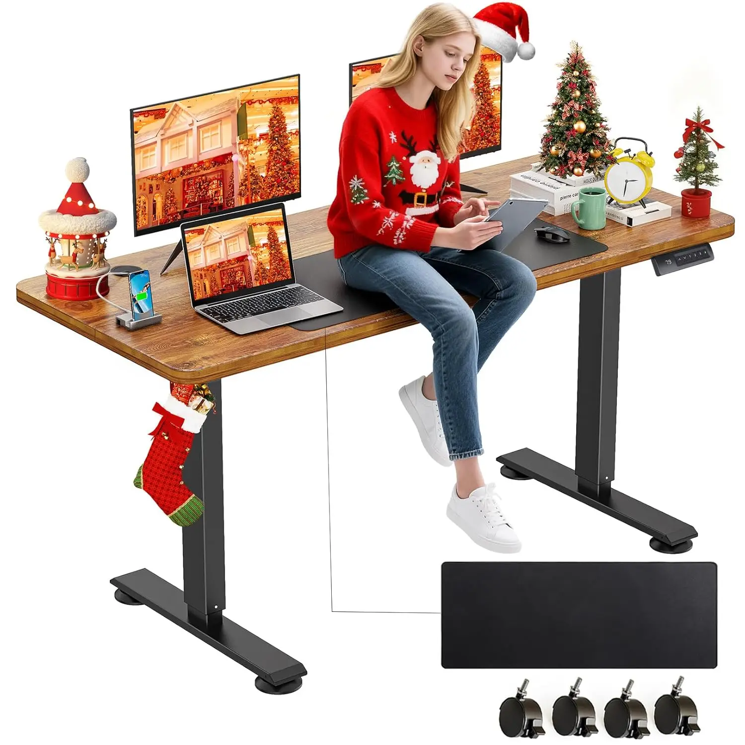 Electric Standing Desk Adjustable Height, 55 x 24 Inch Sit Stand up Desk with Large Mouse Pad, 2 Metal Hook,4, Customized
Electric Standing Desk Adjustable Height, 55 x 24 Inch Sit Stand up Desk with Large Mouse Pad, 2 Metal Hook,4, Customized