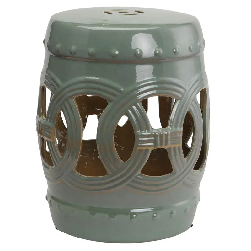14" x 17" Ceramic Garden Stool with Double-Coin Knotted Ring Design & Strong Glazed Material, Decorative Outdoor Stool, Home Collection, Green
14" x 17" Ceramic Garden Stool with Double-Coin Knotted Ring Design & Strong Glazed Material, Decorative Outdoor Stool, Home Collection, Green