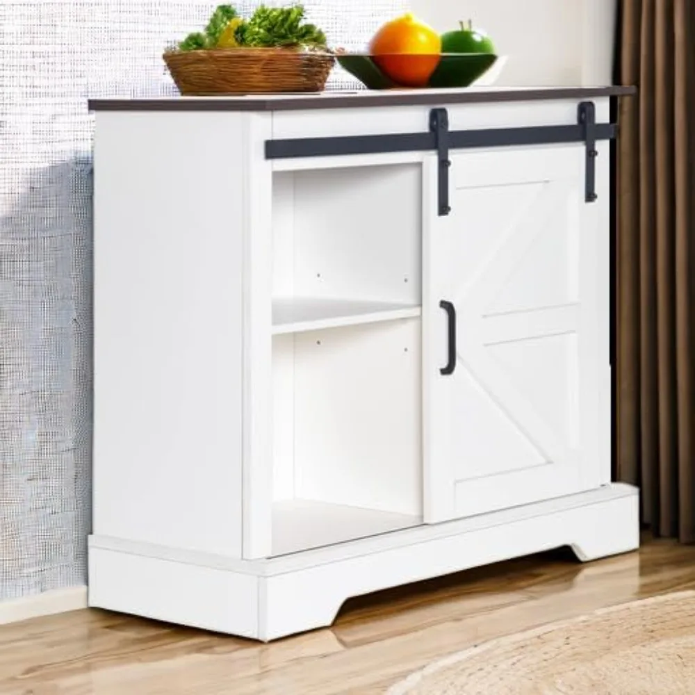 31.5" H armhouse Coee Bar Cabinet w/Storage, White Kitchen Coee Station with Sliding Barn Door, Rustic Buet Cabinet with Adjusta
31.5" H armhouse Coee Bar Cabinet w/Storage, White Kitchen Coee Station with Sliding Barn Door, Rustic Buet Cabinet with Adjusta