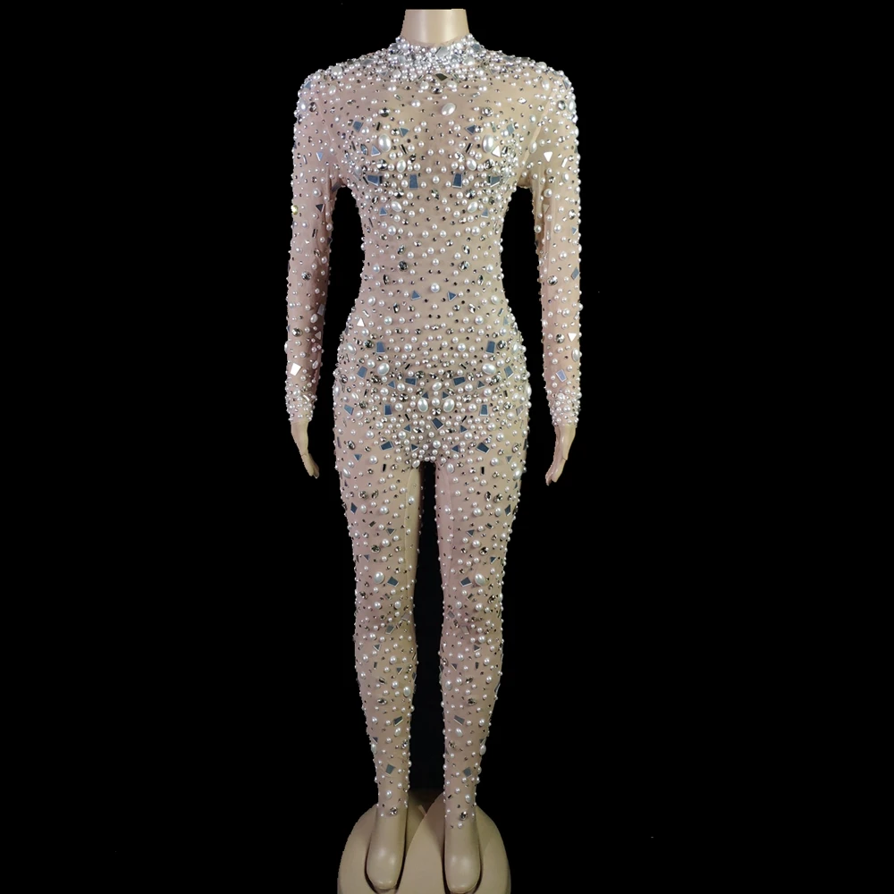 Luxury Pearls Mirrors Rhinestones Mesh Transparent Jumpsuit Gloves Lady Evening Prom Party Birthday Celebrate Outfit Stage Wear
Luxury Pearls Mirrors Rhinestones Mesh Transparent Jumpsuit Gloves Lady Evening Prom Party Birthday Celebrate Outfit Stage Wear