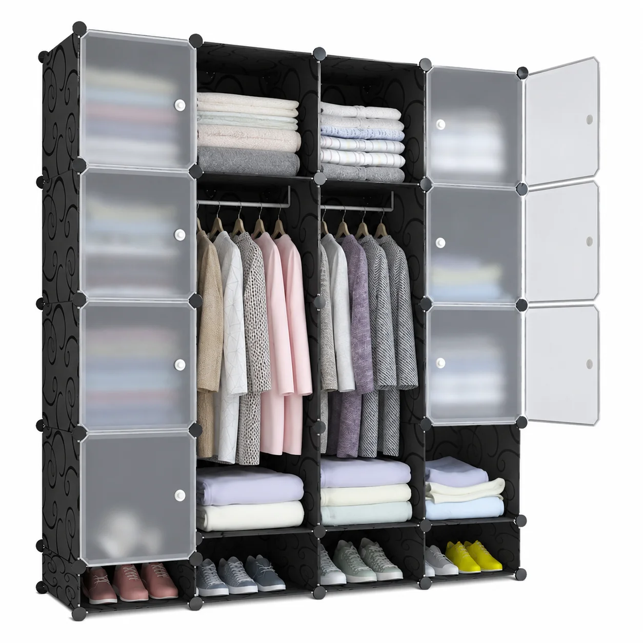 Modular Wardrobe Closet Portable Clothes Organizer PP Resin Storage Cabinet with Hanging Rods Shoe Rack for Bedroom
Modular Wardrobe Closet Portable Clothes Organizer PP Resin Storage Cabinet with Hanging Rods Shoe Rack for Bedroom