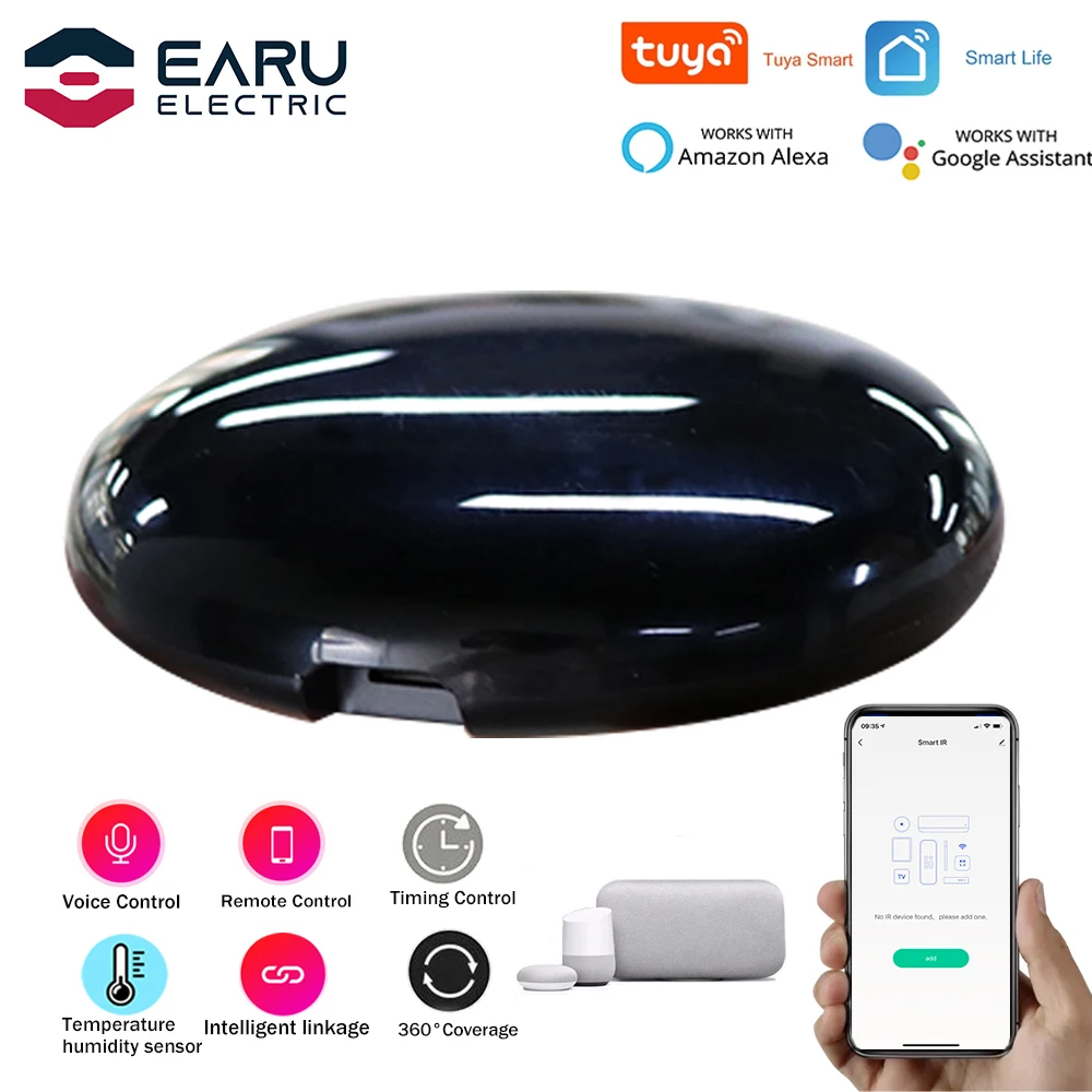 WiFi Tuya Smart Life Universal IR Remote Controller for Air Conditioner TV with Temperature Humidity Sensor by Alexa Google Home
WiFi Tuya Smart Life Universal IR Remote Controller for Air Conditioner TV with Temperature Humidity Sensor by Alexa Google Home
