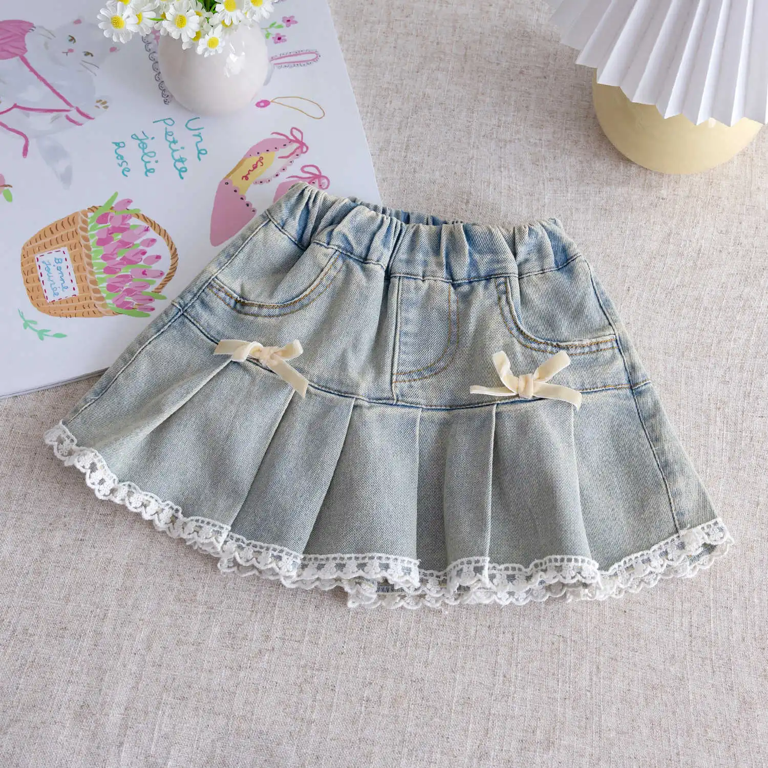 Girls' Sweet Denim Skirt For Girls Fashion Lace Short Pleated Skirts Children's Dresses Casual Kids Girl Summer Dress Skirt
Girls' Sweet Denim Skirt For Girls Fashion Lace Short Pleated Skirts Children's Dresses Casual Kids Girl Summer Dress Skirt