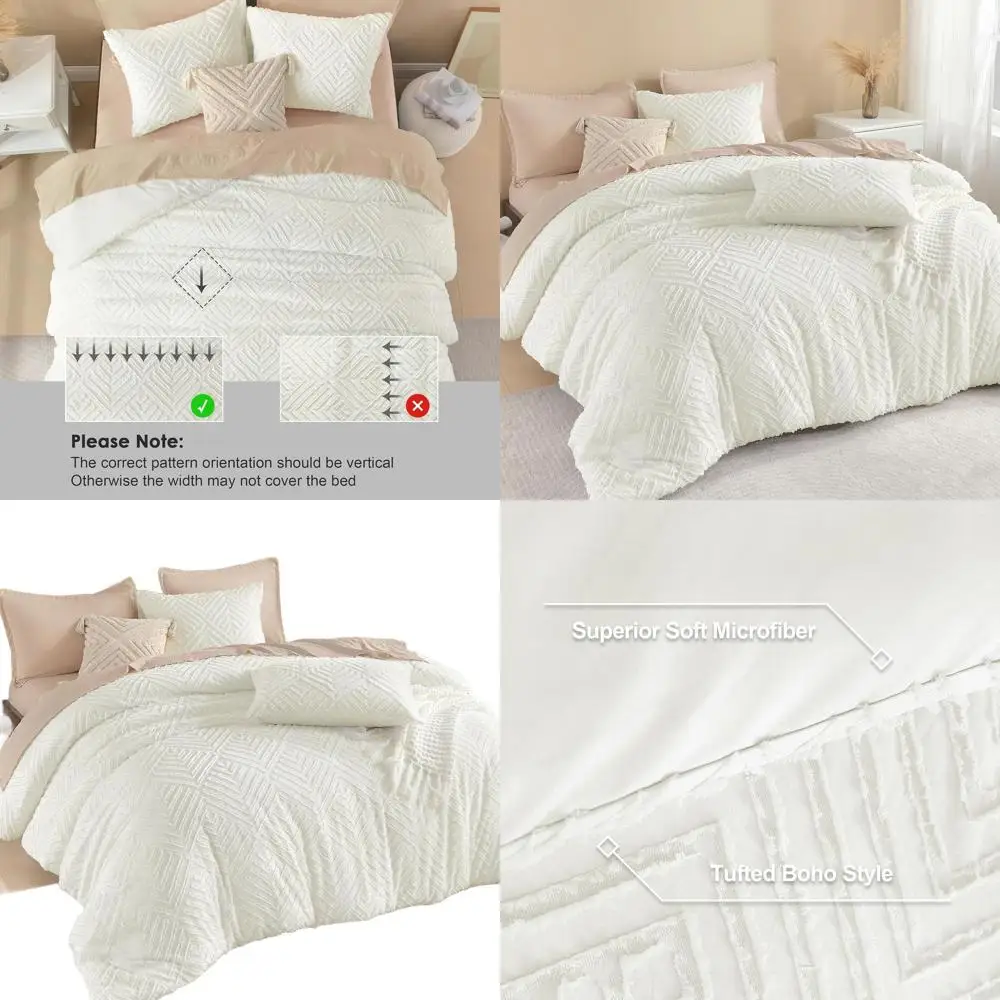 Ivory 3-Piece Bohemian Farmhouse Comforter Set, All-Season Lightweight Plush Bedding with 104x96 Comforter and 2 Pillowcases
Ivory 3-Piece Bohemian Farmhouse Comforter Set, All-Season Lightweight Plush Bedding with 104x96 Comforter and 2 Pillowcases