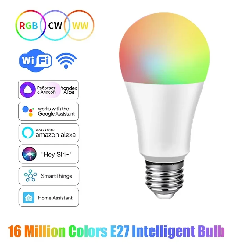 Tuya Smart LED Bulb WiFi Bluetooth Lamps Led RGB Smart Light Dimmable 220V with Alexa Google Assisatnt Voice Control Timing APP
Tuya Smart LED Bulb WiFi Bluetooth Lamps Led RGB Smart Light Dimmable 220V with Alexa Google Assisatnt Voice Control Timing APP