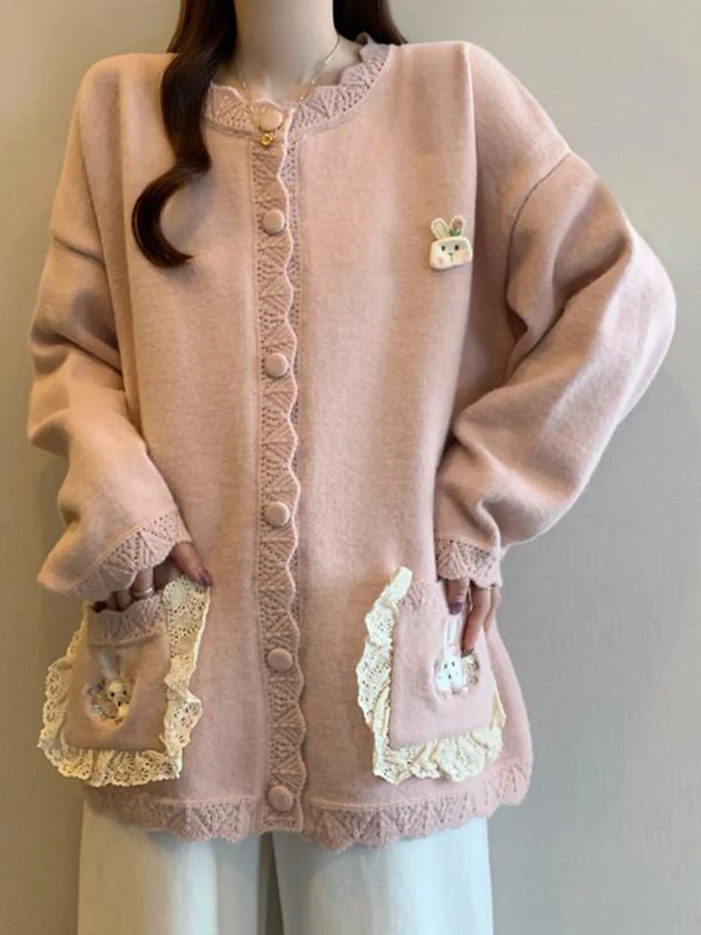 Свободный вязаный кардиган с кружевной отделкой, розовый, женский, осенне-зимний, больших размеров, удобный, в стиле кэжуал, для повседневной носки
Свободный вязаный кардиган с кружевной отделкой, розовый, женский, осенне-зимний, больших размеров, удобный, в стиле кэжуал, для повседневной носки